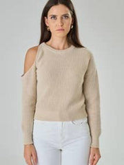 Maglia Con Spacco Su Spalla In Misto Cashmere - Anastasia-Maglia-Tenné-XS-BEIGE CHIARO-Urbanheer