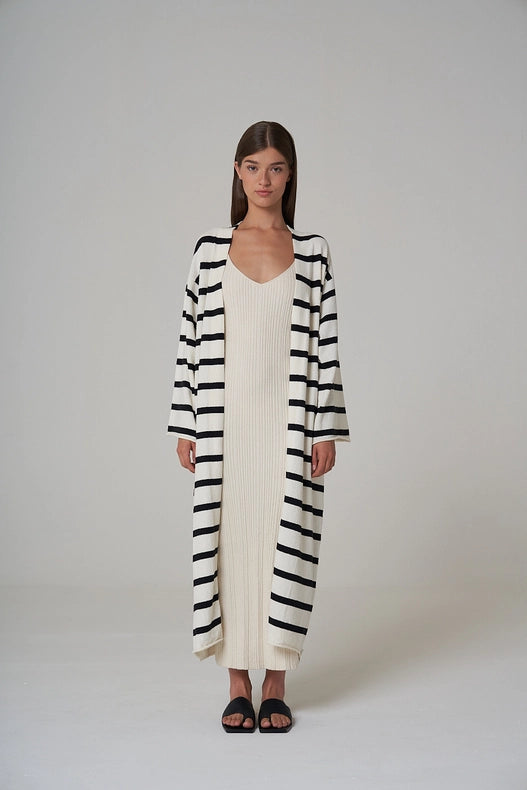 Maha Knitted Maxi-Coat Stripe-Coat-Leap Concept-S-Stripe-Urbanheer
