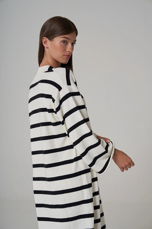Maha Knitted Maxi-Coat Stripe-Coat-Leap Concept-S-Stripe-Urbanheer