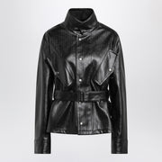 Maison Margiela Black cotton laminated belted jacket