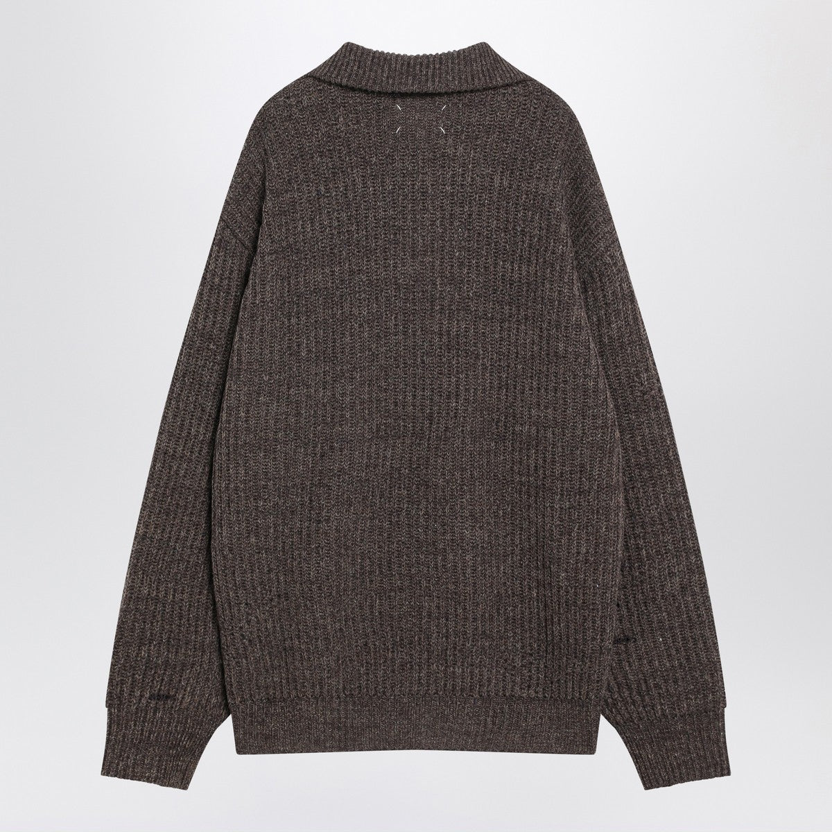Maison Margiela Brown wool sweater with zip