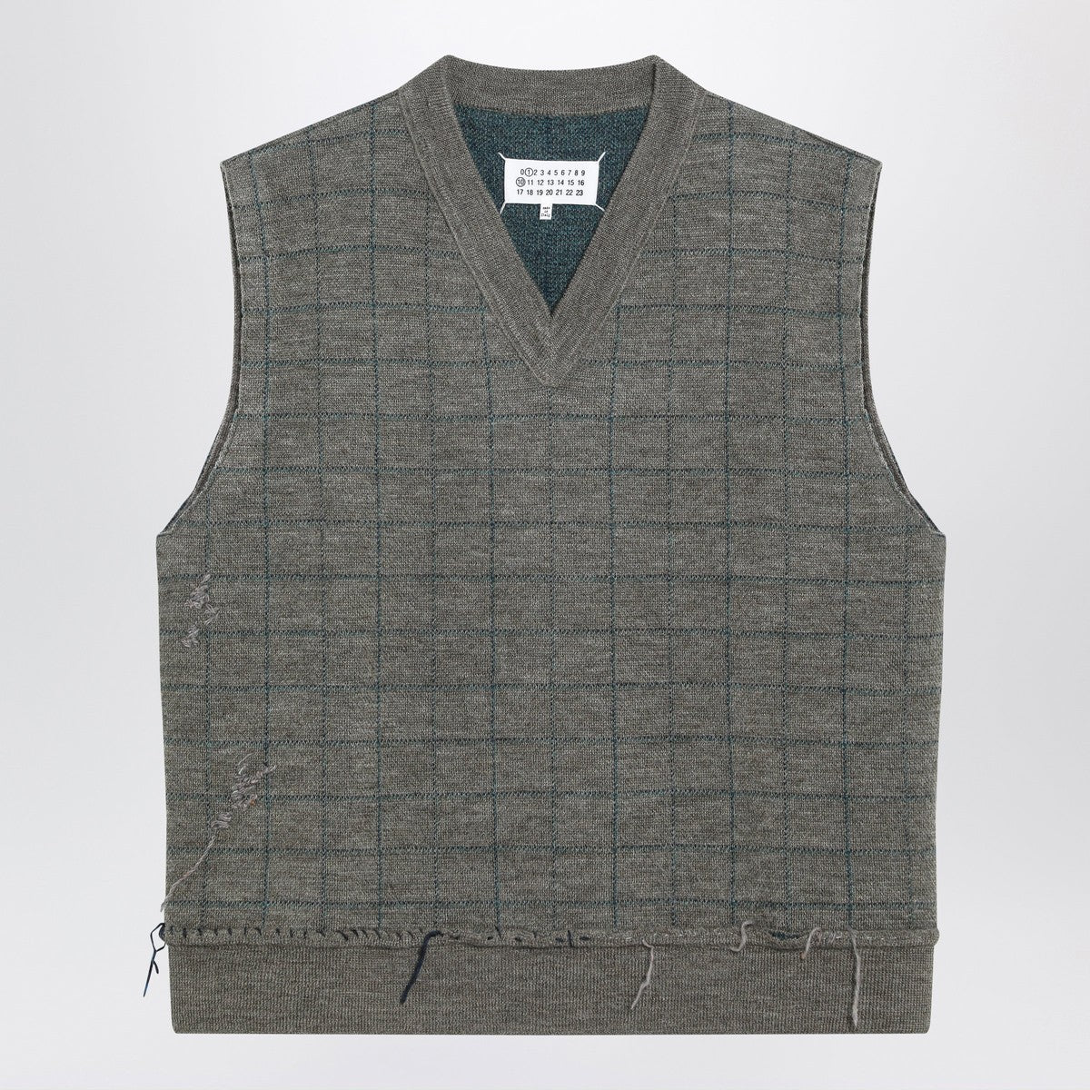 Maison Margiela Military green checked wool gilet
