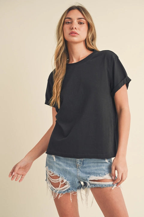 Mali Baby Tee Short Sleeve Top Black-TOP-AEMI + CO-S-Urbanheer