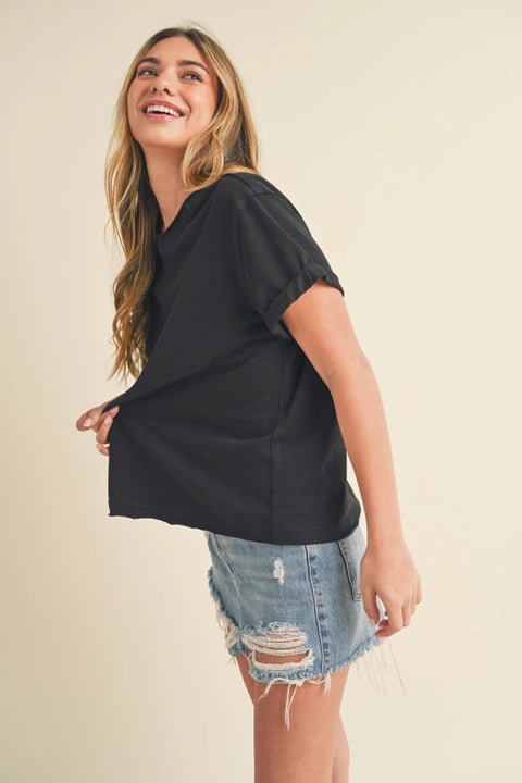 Mali Baby Tee Short Sleeve Top Black-TOP-AEMI + CO-S-Urbanheer