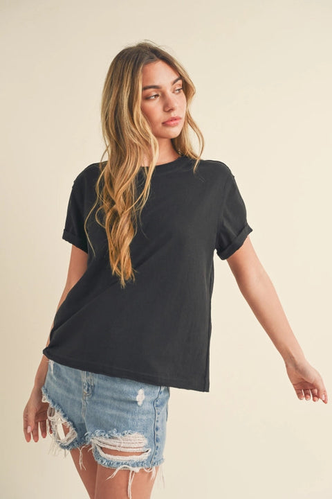 Mali Baby Tee Short Sleeve Top Black-TOP-AEMI + CO-S-Urbanheer