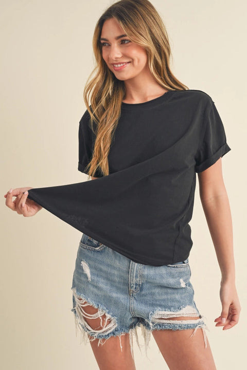 Mali Baby Tee Short Sleeve Top Black-TOP-AEMI + CO-S-Urbanheer