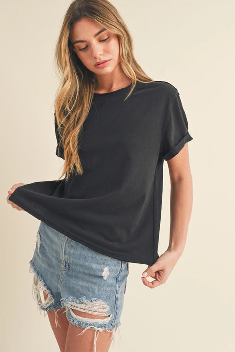 Mali Baby Tee Short Sleeve Top Black-TOP-AEMI + CO-S-Urbanheer