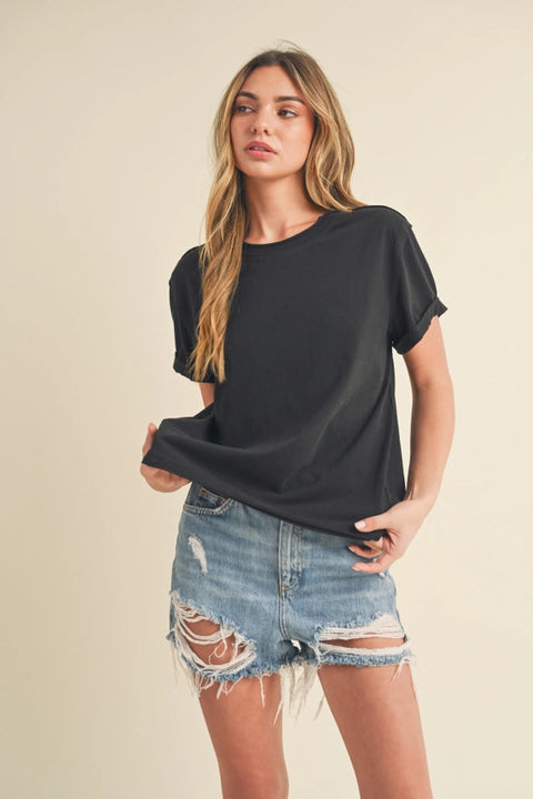 Mali Baby Tee Short Sleeve Top Black-TOP-AEMI + CO-S-Urbanheer