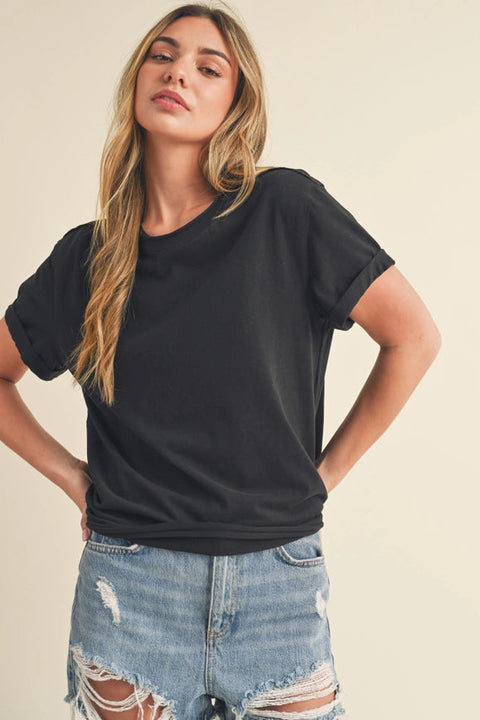 Mali Baby Tee Short Sleeve Top Black-TOP-AEMI + CO-S-Urbanheer