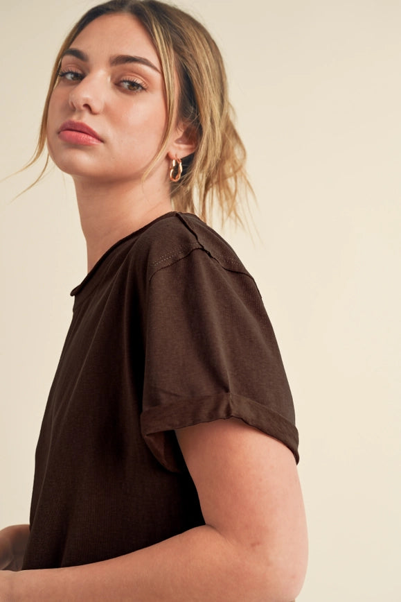 Mali Baby Tee Short Sleeve Top Brown-TOP-AEMI + CO-S-Urbanheer