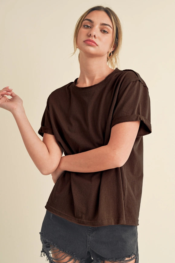 Mali Baby Tee Short Sleeve Top Brown-TOP-AEMI + CO-S-Urbanheer