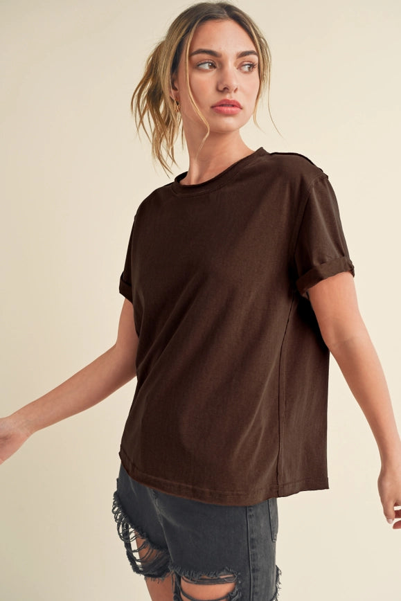 Mali Baby Tee Short Sleeve Top Brown-TOP-AEMI + CO-S-Urbanheer