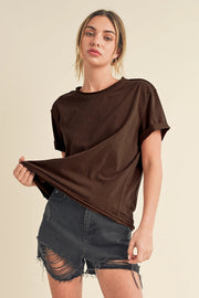 Mali Baby Tee Short Sleeve Top Brown-TOP-AEMI + CO-S-Urbanheer