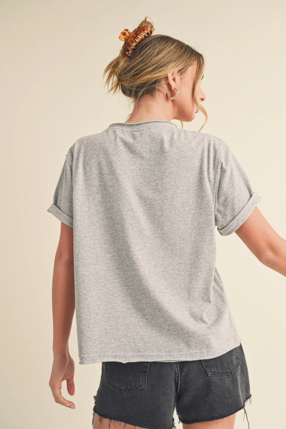 Mali Baby Tee Short Sleeve Top Heather Gray-TOP-AEMI + CO-S-Urbanheer