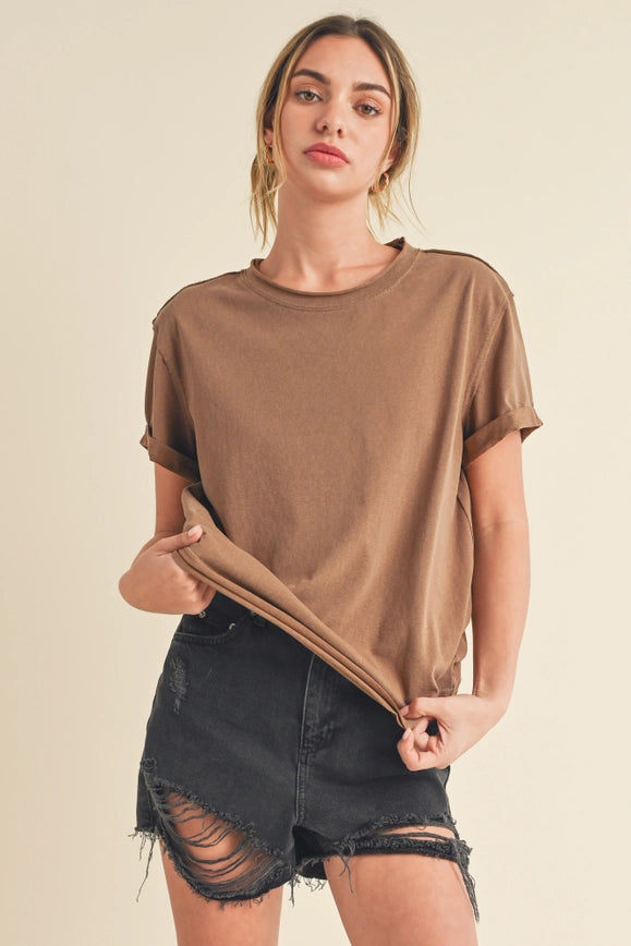 Mali Baby Tee Short Sleeve Top Mocha-TOP-AEMI + CO-S-Urbanheer