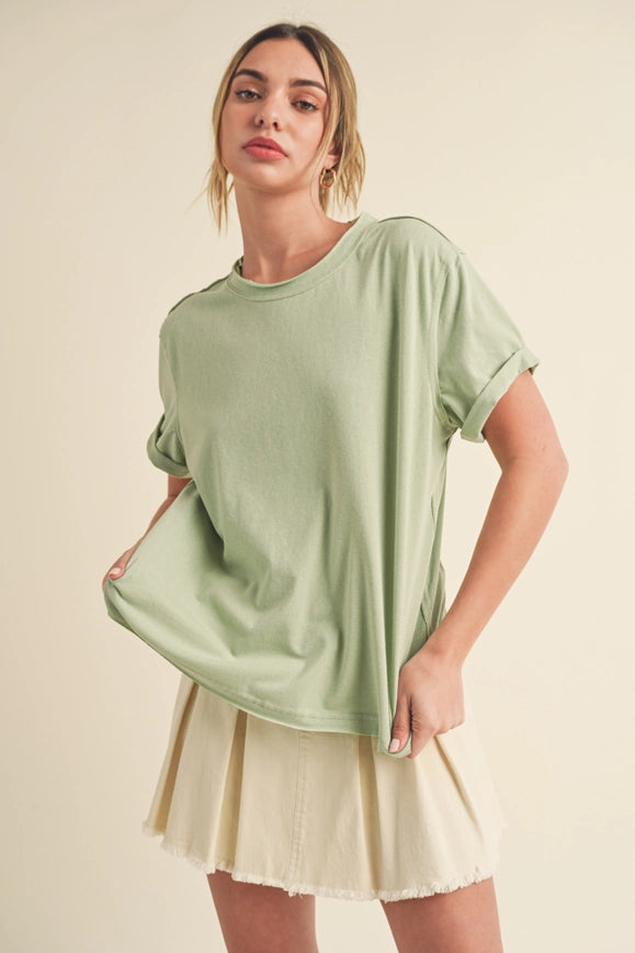 Mali Baby Tee Short Sleeve Top Sage-TOP-AEMI + CO-S-Urbanheer