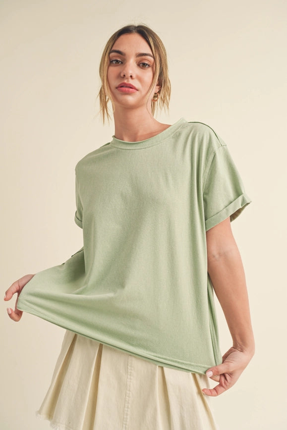 Mali Baby Tee Short Sleeve Top Sage-TOP-AEMI + CO-S-Urbanheer