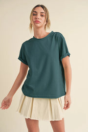 Mali Baby Tee Short Sleeve Top Teal-TOP-AEMI + CO-S-Urbanheer