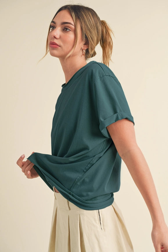 Mali Baby Tee Short Sleeve Top Teal-TOP-AEMI + CO-S-Urbanheer