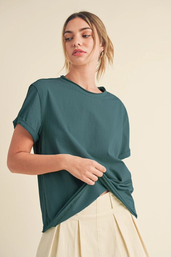 Mali Baby Tee Short Sleeve Top Teal-TOP-AEMI + CO-S-Urbanheer
