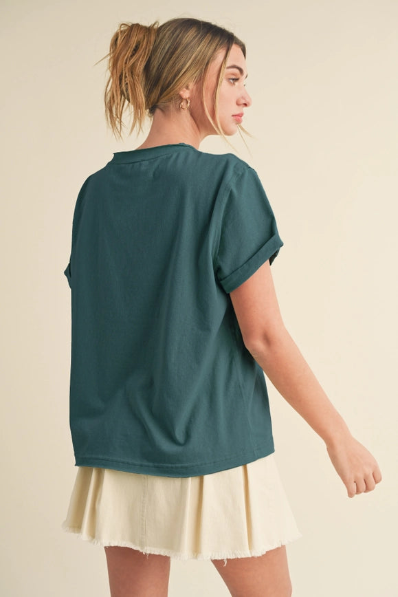 Mali Baby Tee Short Sleeve Top Teal-TOP-AEMI + CO-S-Urbanheer