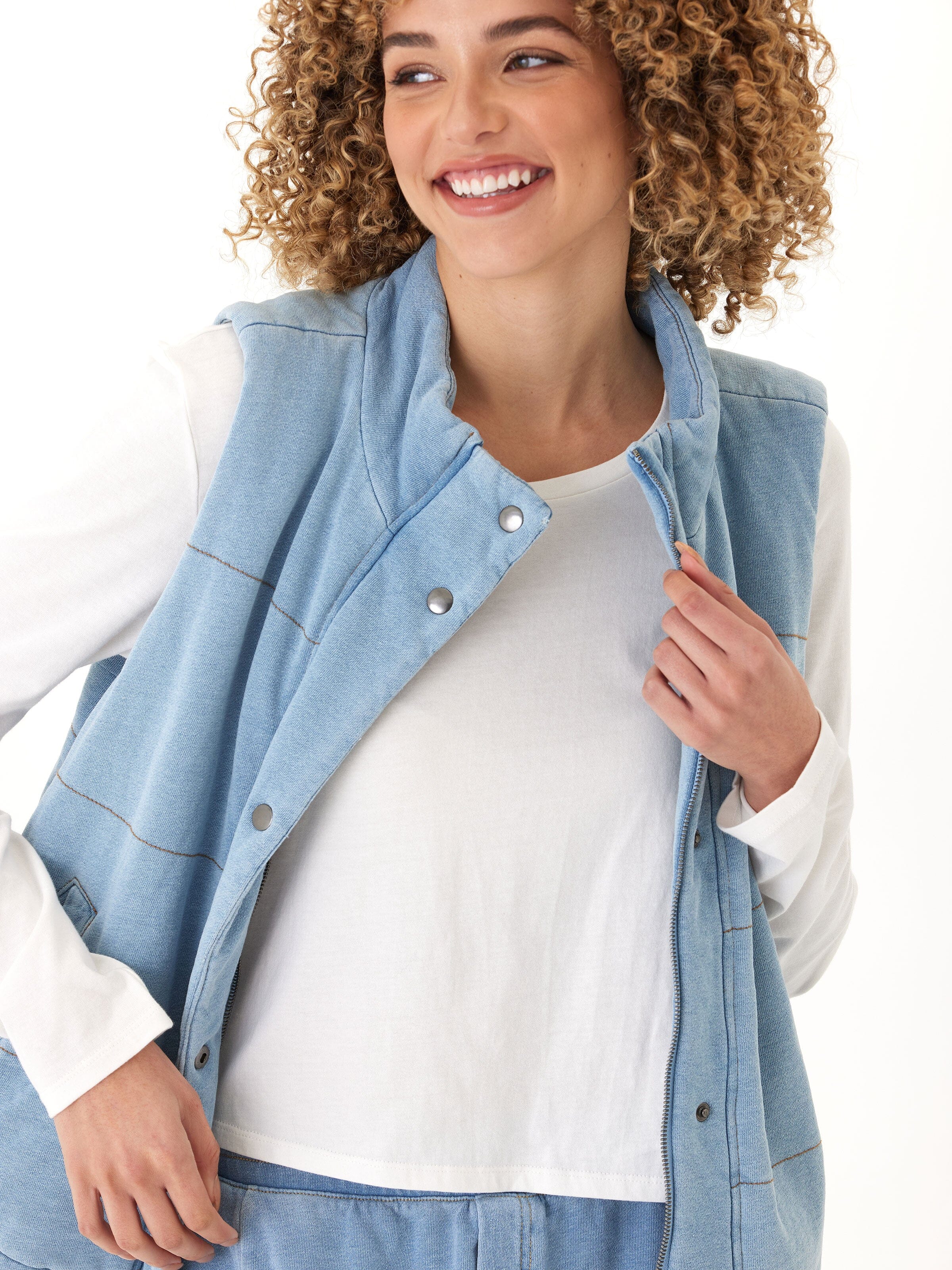 Malia Denim Terry Puffer Vest