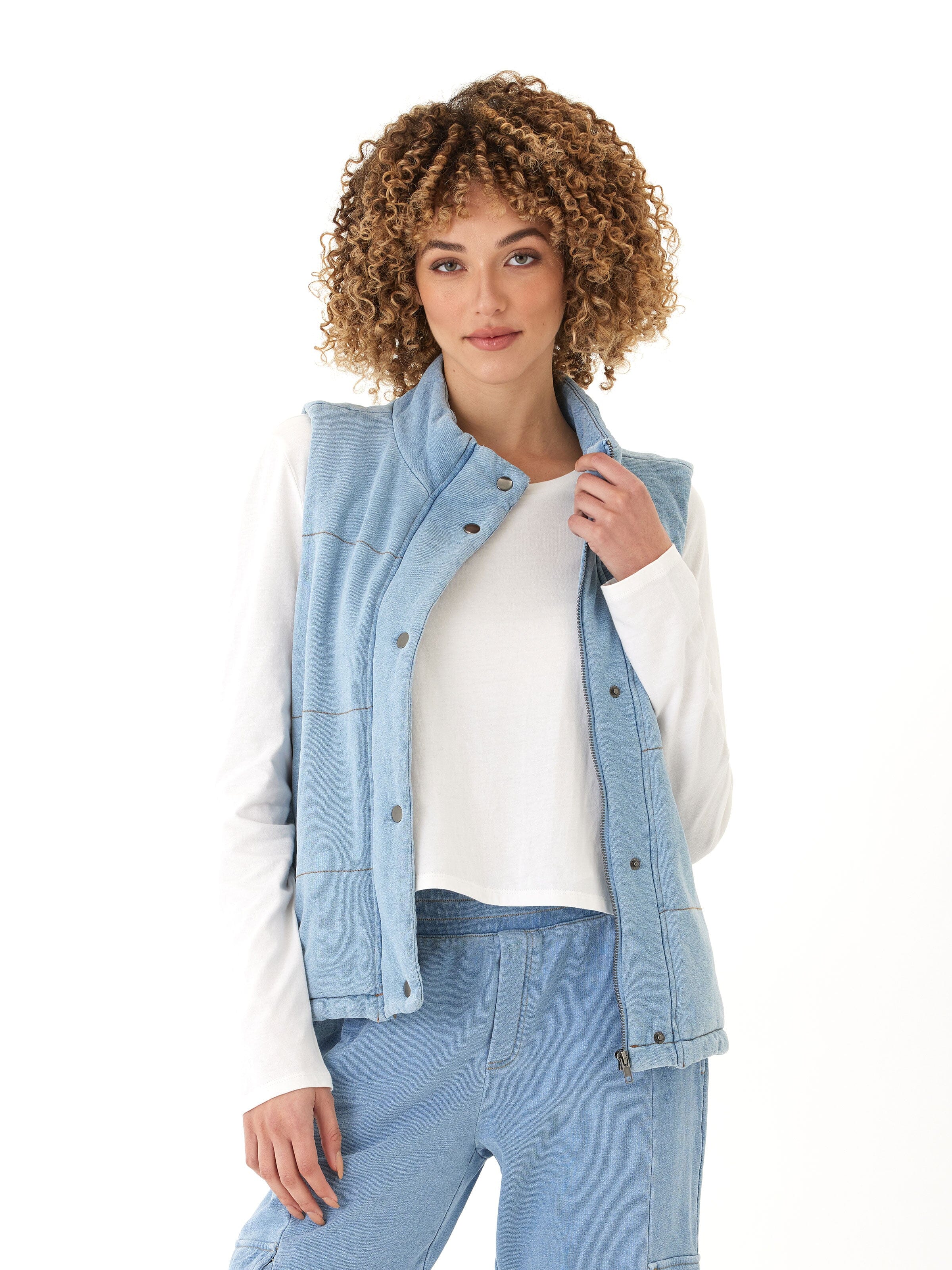 Malia Denim Terry Puffer Vest