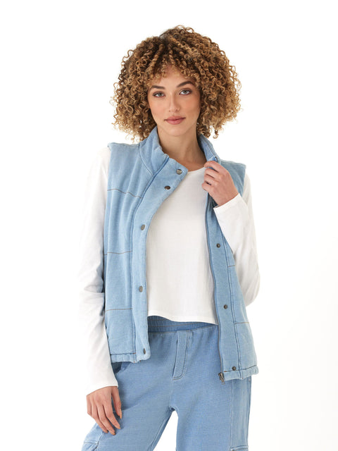 Malia Denim Terry Puffer Vest