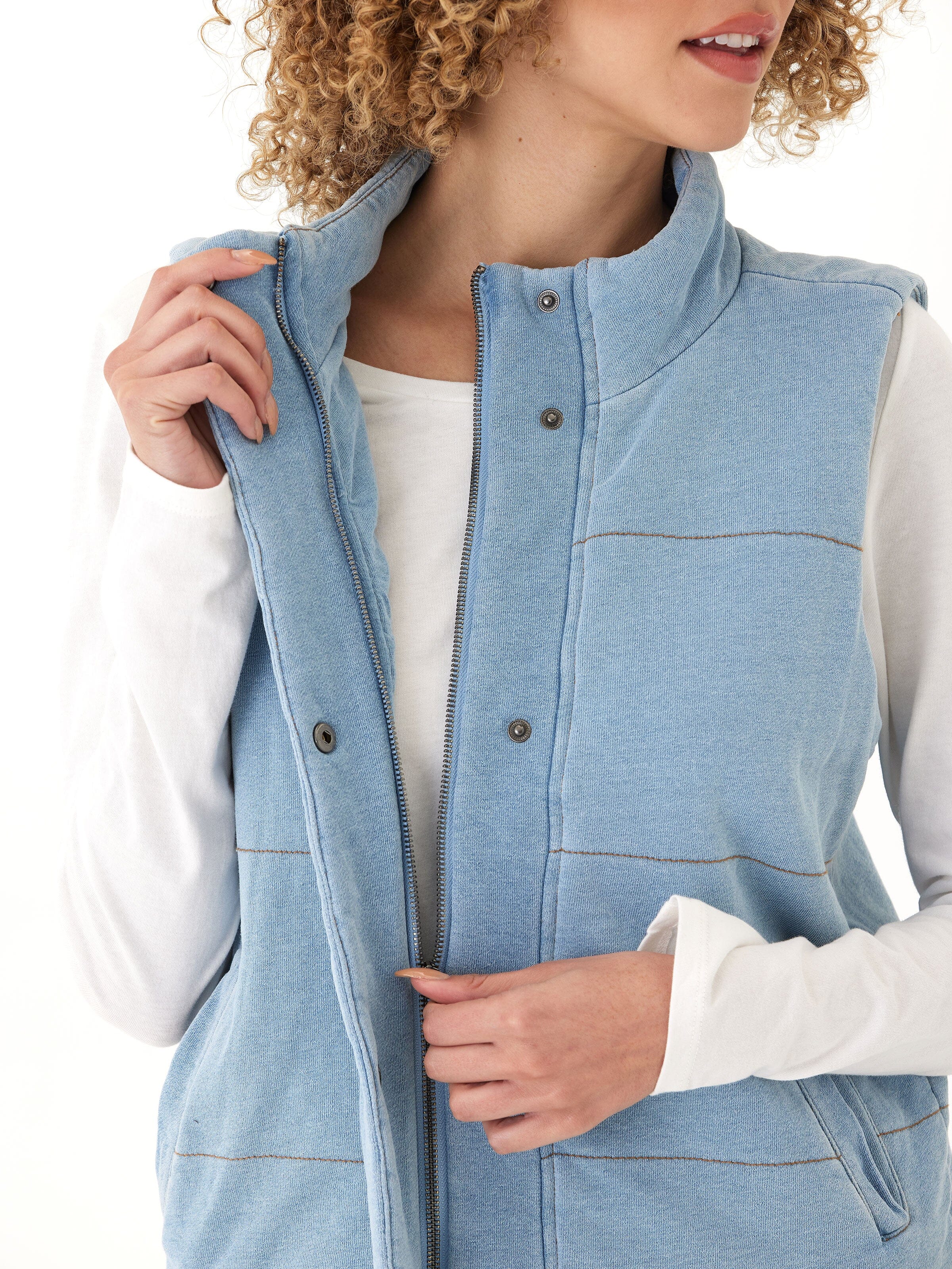 Malia Denim Terry Puffer Vest