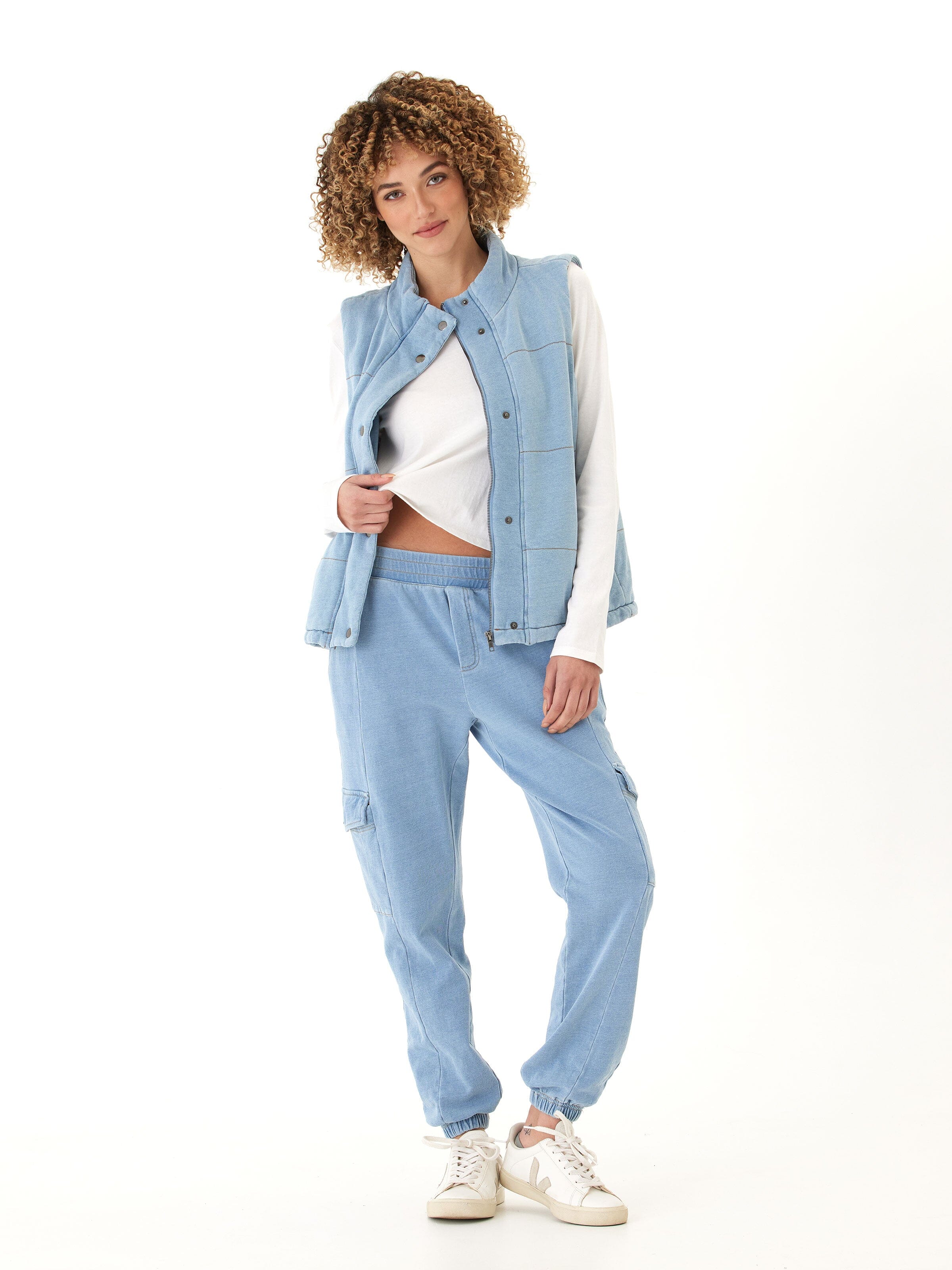 Malia Denim Terry Puffer Vest