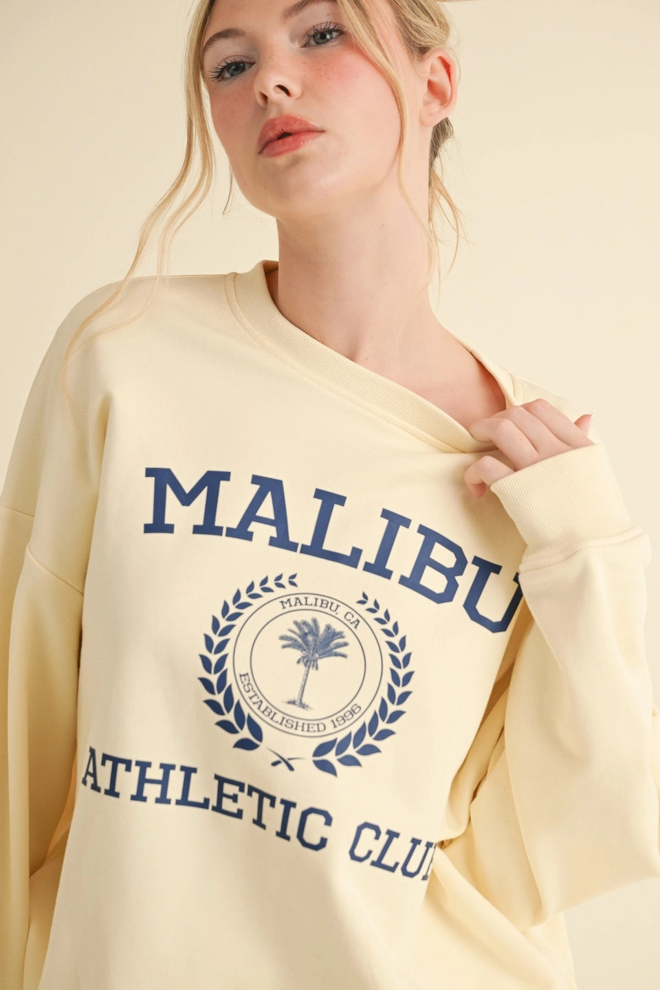 Malibu Athletic Club Crewneck Sweatshirt in Cream