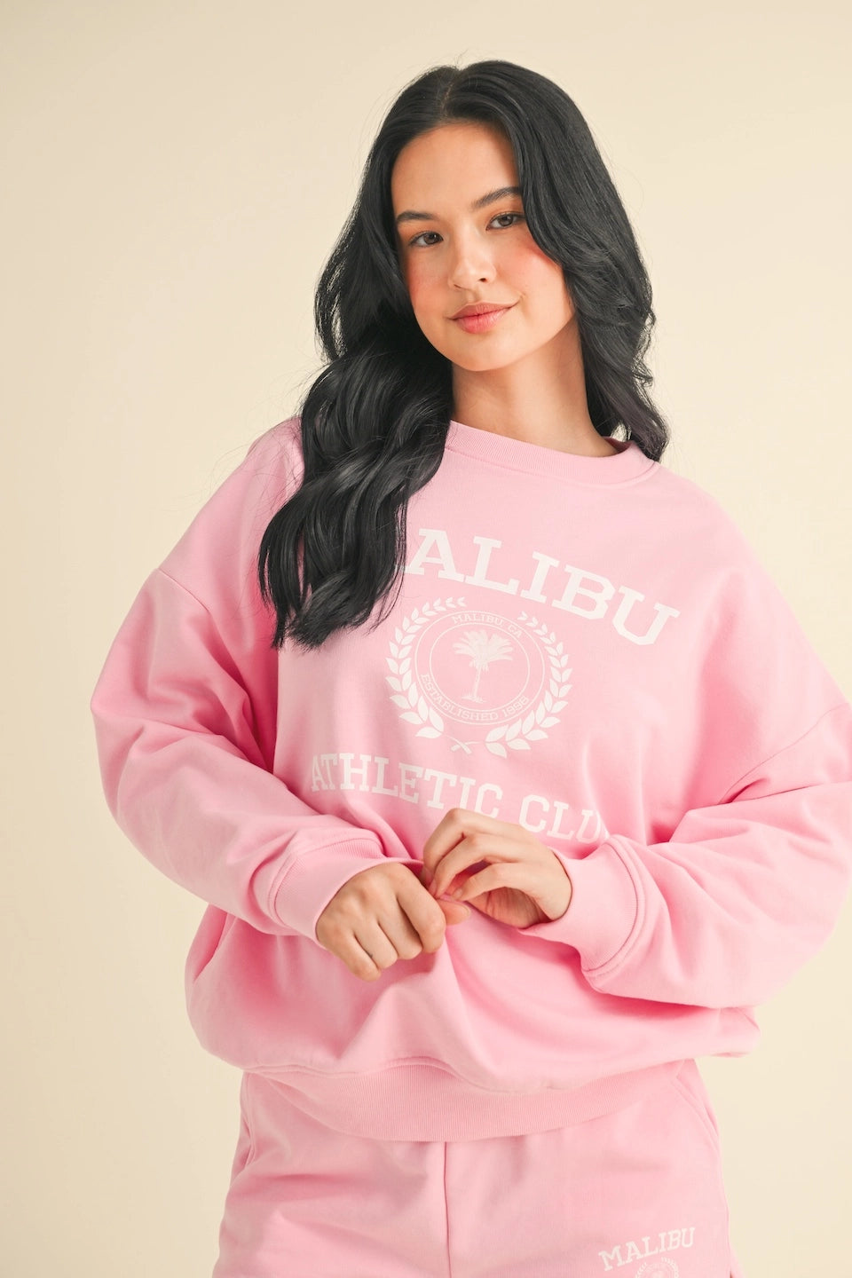 Malibu Athletic Club Crewneck Sweatshirt in Pink