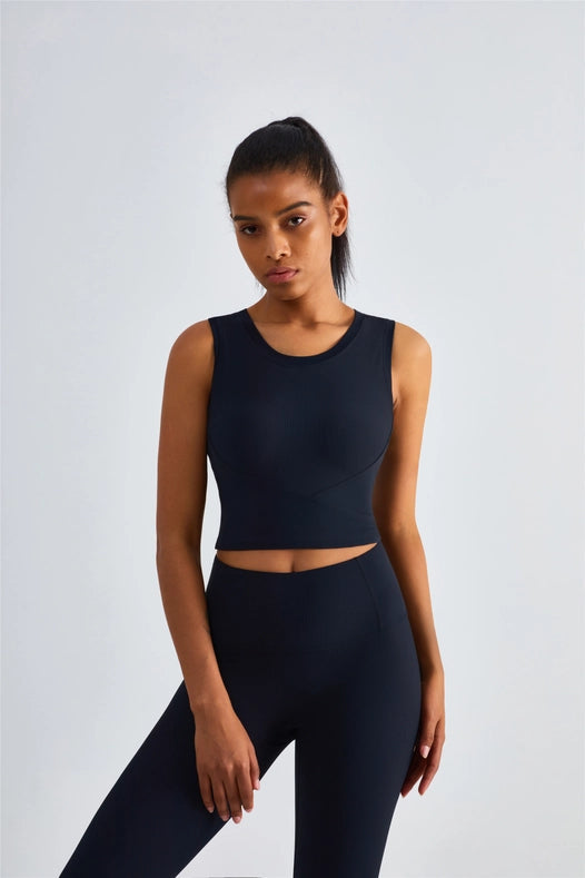 Malibu Ribbed Molded Cup Tank Top Black-Tank Tops-91thelabel-S-Urbanheer