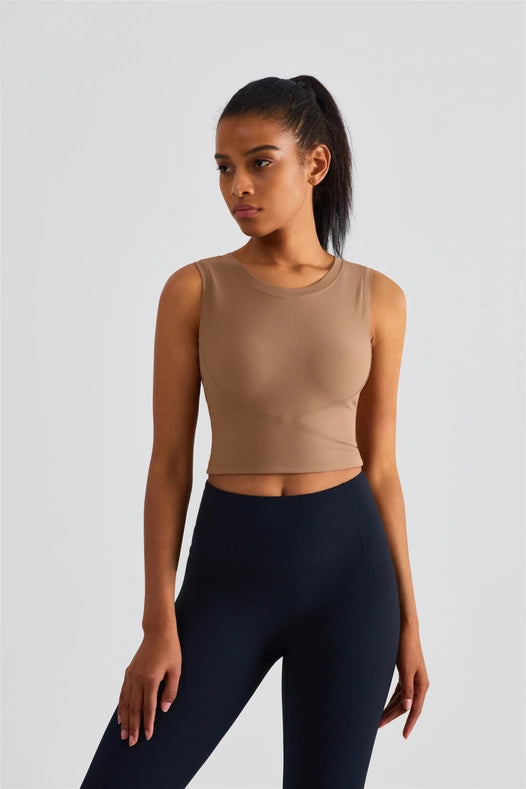 Malibu Ribbed Molded Cup Tank Top Frappuccino-Tank Tops-91thelabel-S-Urbanheer