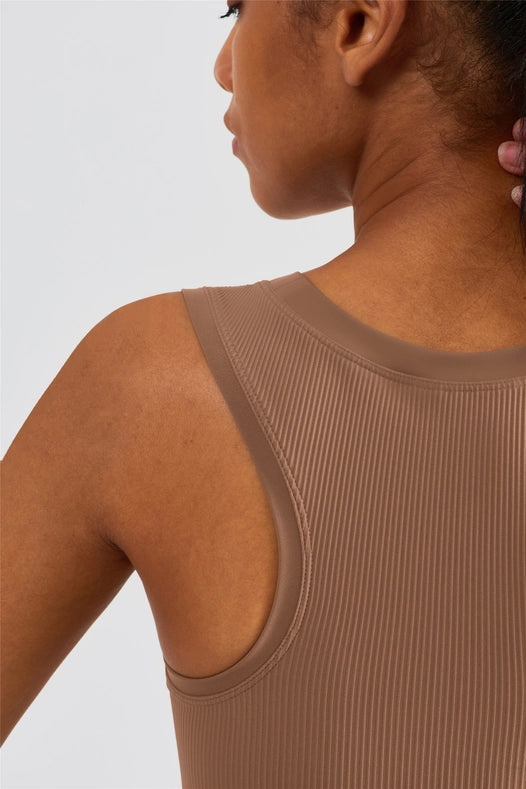 Malibu Ribbed Molded Cup Tank Top Frappuccino-Tank Tops-91thelabel-S-Urbanheer