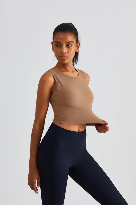 Malibu Ribbed Molded Cup Tank Top Frappuccino-Tank Tops-91thelabel-S-Urbanheer