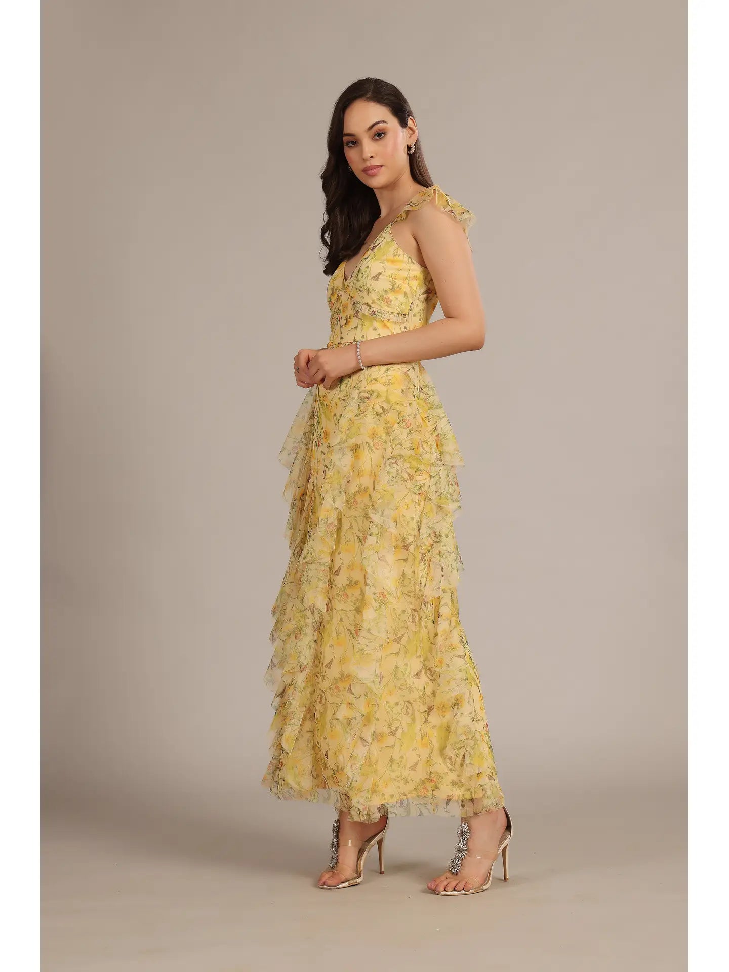 Malin Maxi Dress in Yellow Floral from Lace & Beads exclusive at Urbanheer Malin Maxi Dress in Yellow Floral from Lace & Beads exclusive at Urbanheer