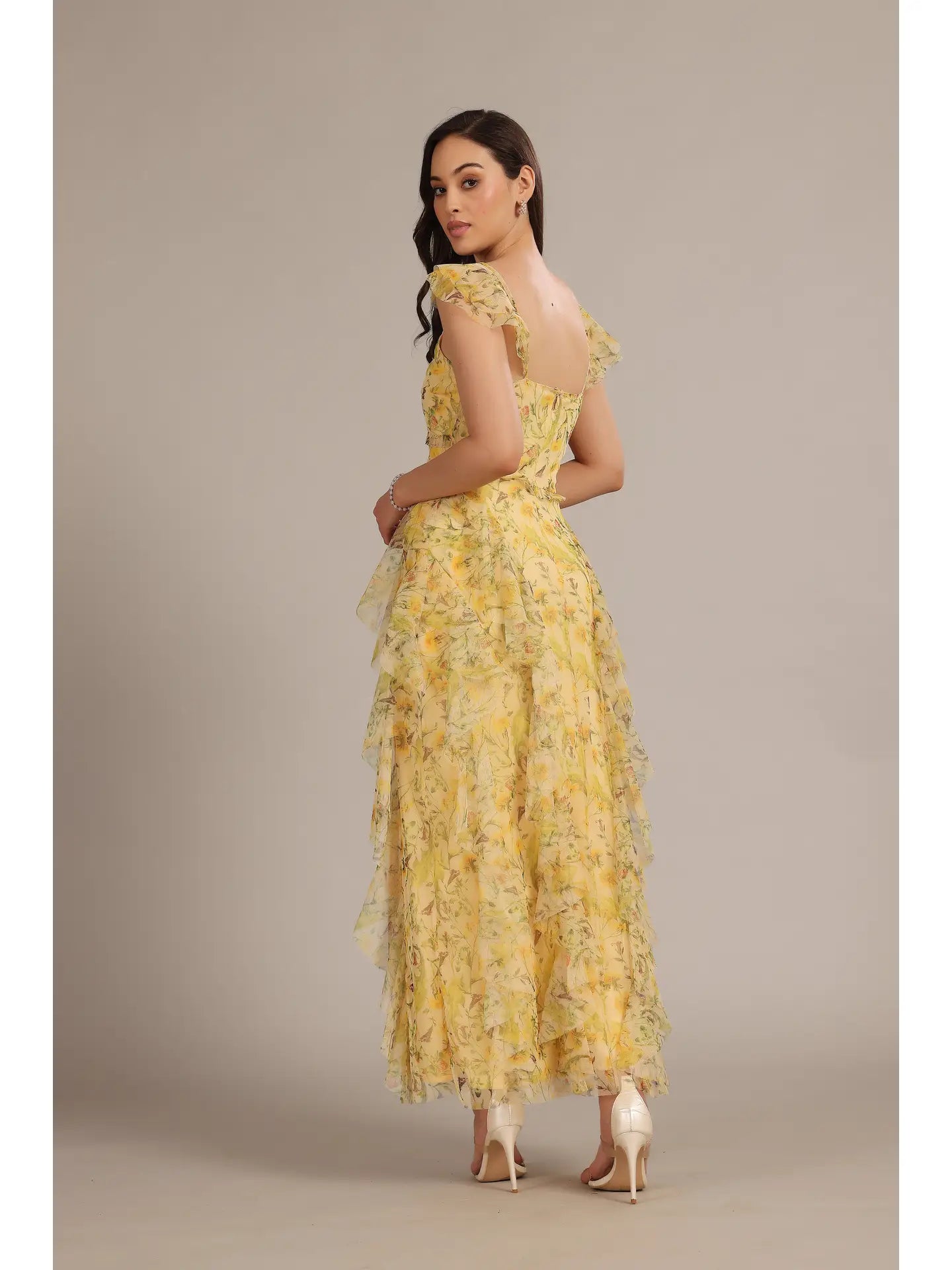 Malin Maxi Dress in Yellow Floral from Lace & Beads exclusive at Malin Maxi Dress in Yellow Floral from Lace & Beads exclusive at