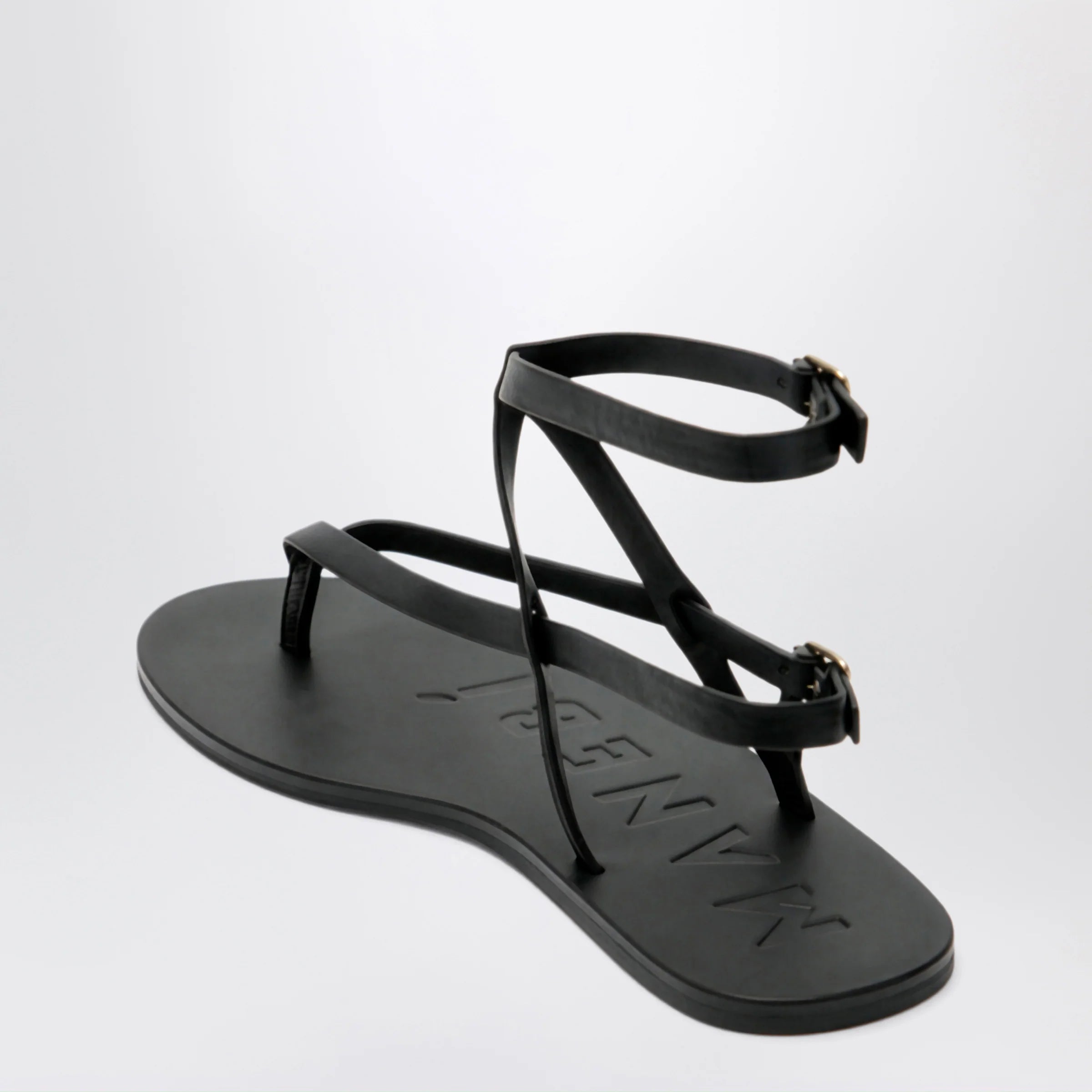 Manebí Black smooth leather crossover sandals