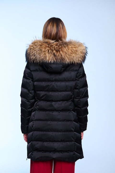 Manhattan-I Slim Fit Long Down Jacket With Detachable Hood