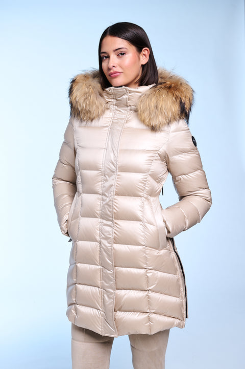 Manhattan-I Slim Fit Long Down Jacket With Detachable Hood