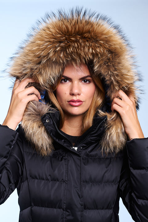 Manhattan-I Slim Fit Long Down Jacket With Detachable Hood