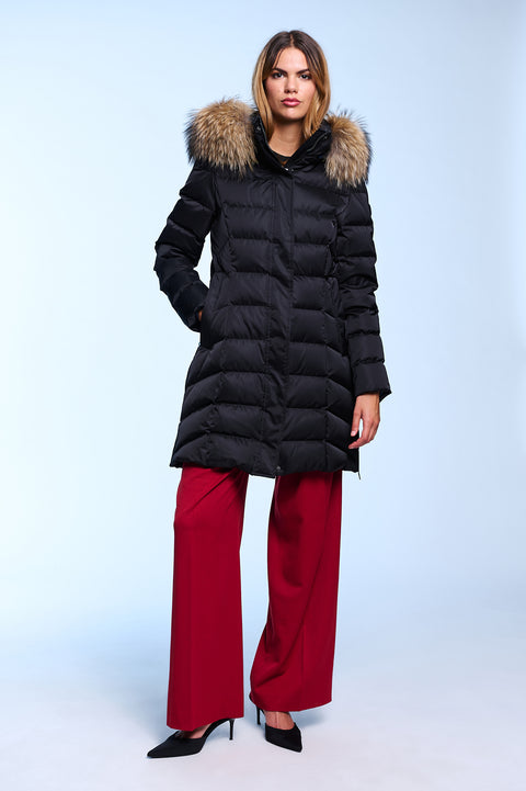 Manhattan-I Slim Fit Long Down Jacket With Detachable Hood