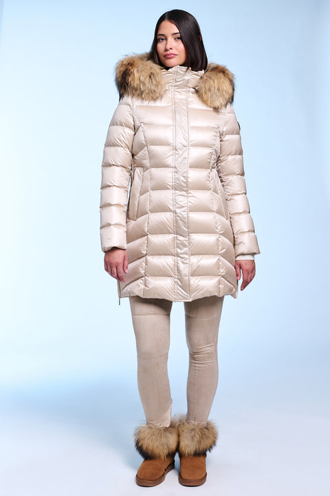 Manhattan-I Slim Fit Long Down Jacket With Detachable Hood