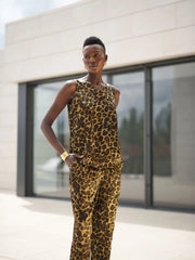 Mara Silk Pants in Leopard Print-Pants-Bel Cashmere S.C.-S-Leopard print-Urbanheer