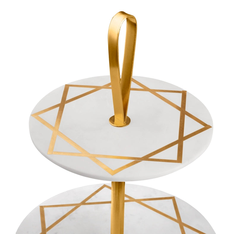 Marbella Three Tier Marble Cake Stand-Cake Stand-GAURI KOHLI-12 x 12 x 21 in (30.5 x 30.5 x 53.3 cm)-Urbanheer