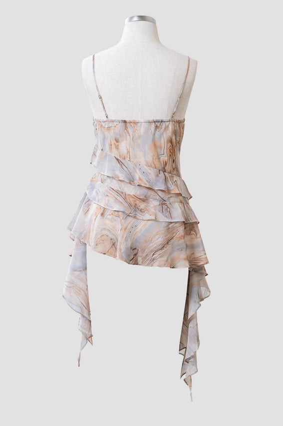 Marble Print Chiffon Wrap Top-Top-Moon River-XS-BEIGE MULTI-Urbanheer