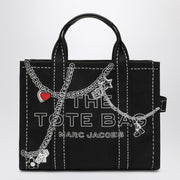 Marc Jacobs The Small Tote Bag nera in canvas with designs