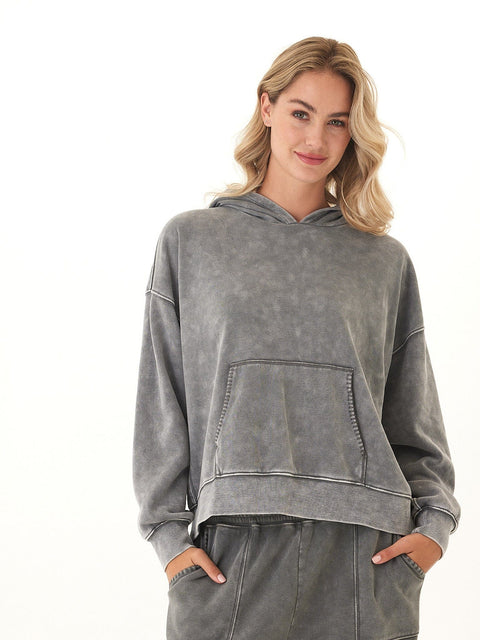 Marcellina Mineral Wash CVC Fleece Pullover Hoodie