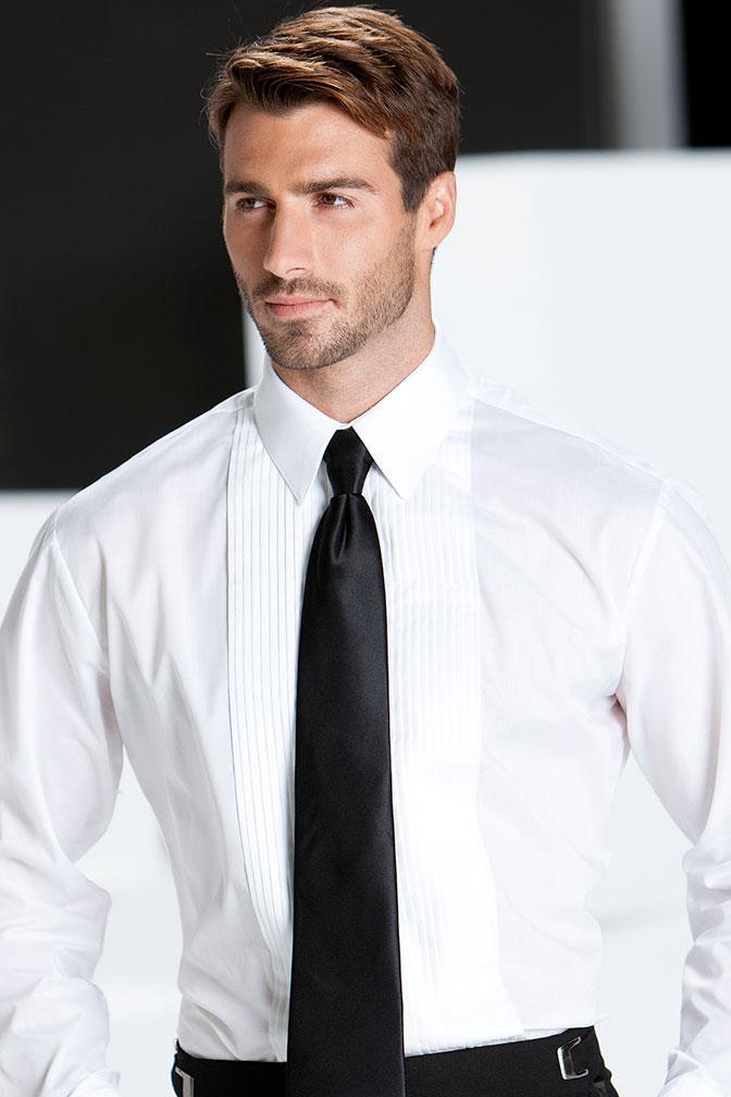 "Marco" White Pleated Laydown Tuxedo Shirt-Mens Shirts-Tux-USA-XS-30-31-White-Urbanheer